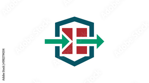 Icon of Security Shield with Arrow Moving Forward, Digital Security Concept, Vector Icon