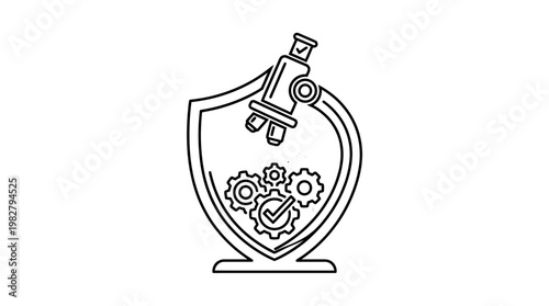 Vector Icon of a Microscope Inside a Heart Shape for Medical and Scientific Symbolism
