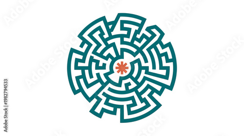 Vector Icon of an Intricate Circular Maze Design for Puzzle or Brain Teaser Illustration