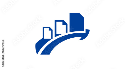 Icon of Modern City Skyline with Skyscrapers and Urban Infrastructure in Vector Style