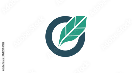 Icon of Leaf Within Circular Frame for Eco-Friendly and Sustainability Concepts