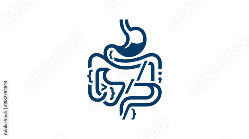 Icon of a Human Digestive System in Flat Style for Medical and Health Use