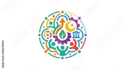 Colorful Eco-Friendly Nature Icon Vector Illustration for Environmental Awareness