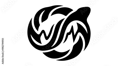 Icon of a Striped Fish in Black and White Vector Illustration for Marine or Aquatic Themes