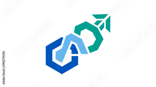 Vector Icon of Growth Arrow and Blockchain Link for Digital Investment and Cryptocurrency Concept