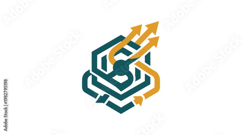 Icon of Data Analytics and Growth Arrow in Modern Vector Style