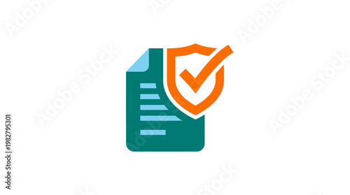 Icon of Document with Shield and Checkmark for Security and Verification