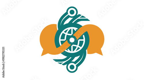 Vector Icon Representing Interconnected Communication Networks and Data Exchange