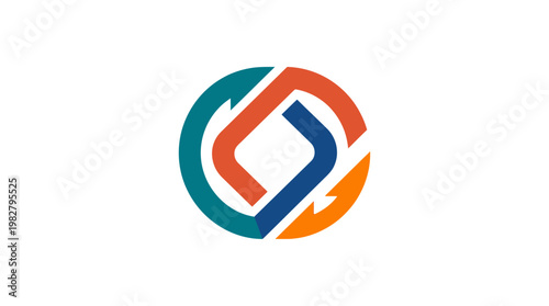Modern Abstract Vector Icon of Interconnected Shapes for Digital and Technology Designs