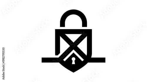 Vector Icon of Lock and Security Badge for Technology and Privacy Applications