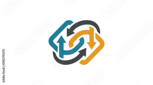 Icon of Circular Arrows Interchanging in a Chain representing Synchronization and Process Flow