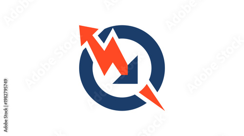 Icon of Dynamic Market Growth Chart with Arrow and Circular Progress Indicator