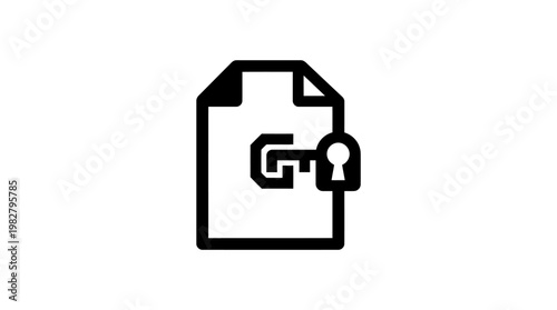 Icon of Secure Digital File with Lock Symbol for Data Protection and Privacy
