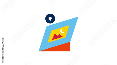 Icon of a Picture Frame with Landscape Photo in Minimalist Style