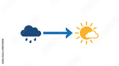 Weather Change Icon Vector Icon of Cloud to Sun Transition for Climate, Forecast, and Environmental Concepts