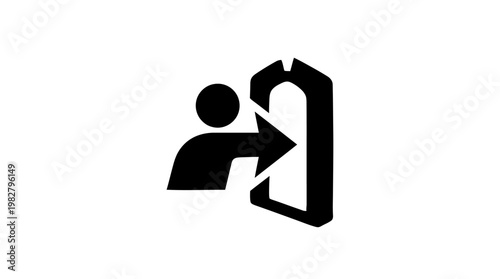 Icon of Person Using Emergency Exit Door in Safety Illustration