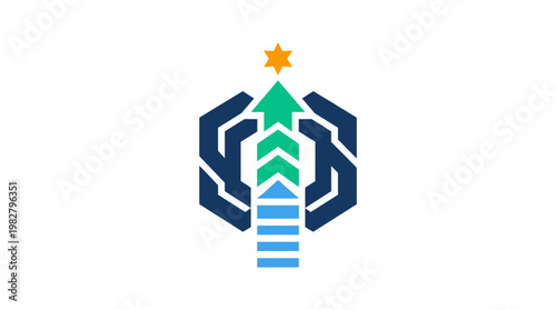 Icon of Robotic Hand Holding Star in Futuristic Technology Style