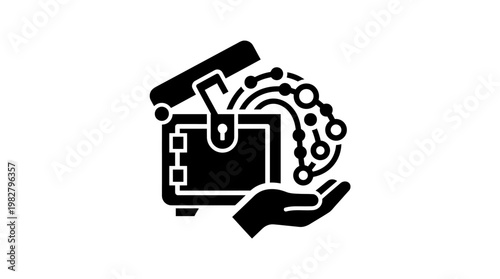 Icon of Hand Holding Handbag with Jewelry for Fashion Accessory Concept in Modern Style