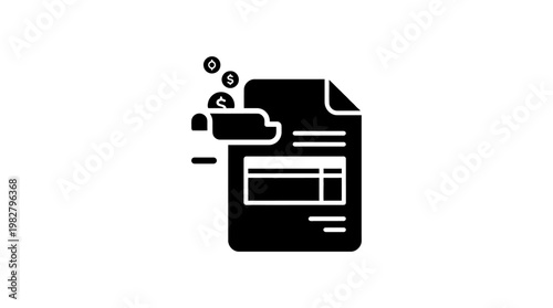Icon of Paper Document with Cloud Storage Symbol in Flat Style for Digital Files Management