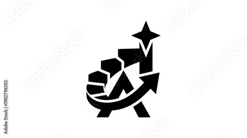 Icon of a Rocket Launching Into Space with Upward Arrow and Star in Vector Style