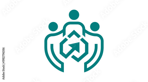 Icon of Team Collaboration and Unity in Flat Design for Business and Teamwork Concepts