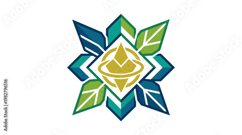 Vector Icon of Floral Mandala Design with Leaf Elements for Spiritual and Cultural Use