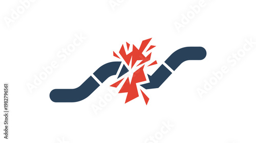 Icon of Broken Cable or Wire, Troubleshooting and Repair Concept, Vector Illustration