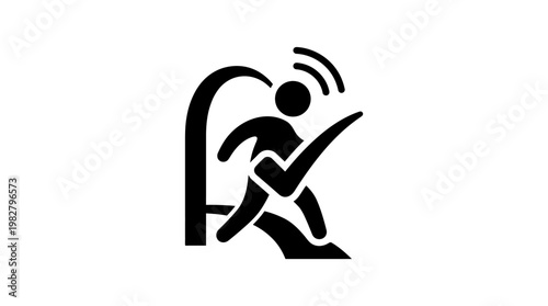 Icon of Person Sitting in Wireless Chair with Headphones, Listening to Music in a Modern Environment