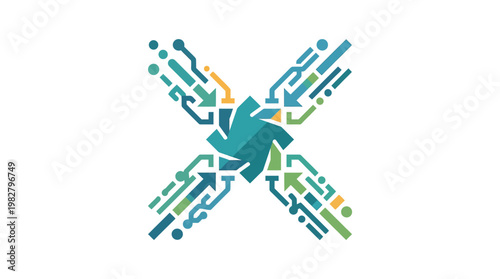 Digital Electric Cyber Butterfly Icon, Future Technology Style