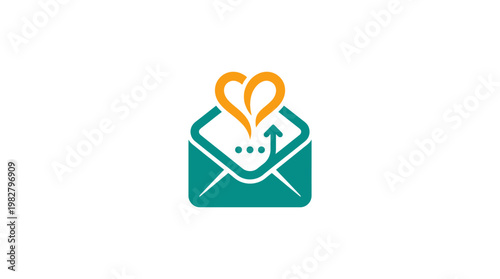 Vector Icon of Open Envelope with Heart for Love and Communication