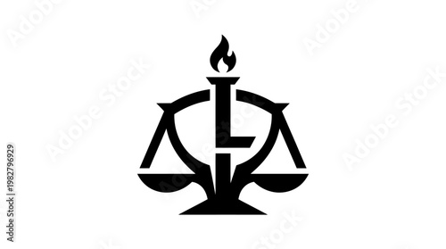 Icon of Scale and Flame in Flat Design for Justice and Law Concepts