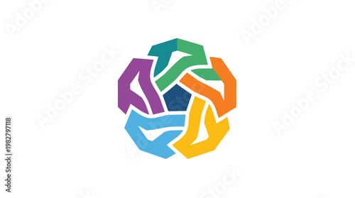 Colorful Handshake Icon Representing Collaboration and Unity in Flat Design Style