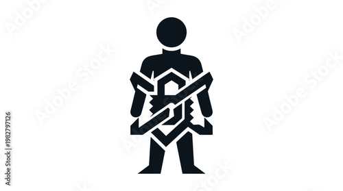 Icon of a Person Reading a Book, Educational and Knowledge Concept, Minimal Vector Illustration