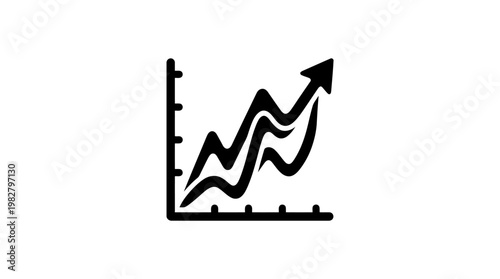 Icon of Growing Business Graph with Upward Arrow in Flat Style for Financial and Market Analysis