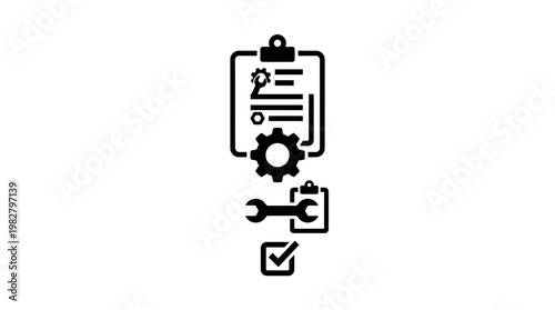 Icon of Document with Gear and Wrench for Settings and Configuration