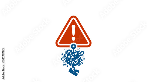 Icon of a Virus Warning Sign in Flat Vector Style for Health and Safety Alerts