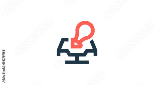 Vector Icon of a Computer Monitor with a Red Cursor Arrow for Technology and Digital Interface