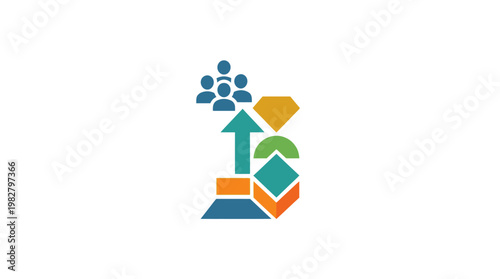 Icon of Business Growth and Team Collaboration Vector Icon