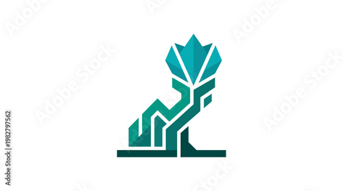 Vector Icon of a Stylized Tree with Geometric Leaves for Eco and Nature Themes