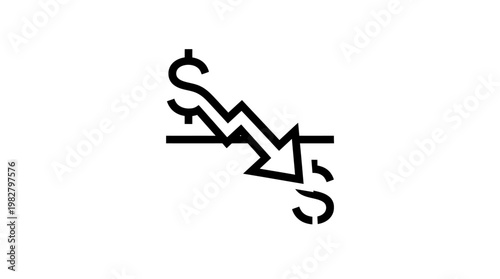 Economy Decline Icon Vector Illustration Depicting Financial Downtrend