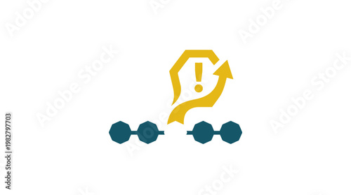 Icon of a Puzzle Piece with Exclamation Mark and Upward Arrow for Problem Solving or Troubleshooting