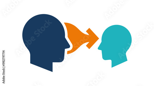 Icon of Person Speaking to Another in Conversation or Communication Outline