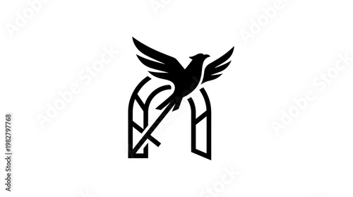 Icon of Phoenix Rising in Dynamic Motion with Flame Elements for Mythology and Power Themes