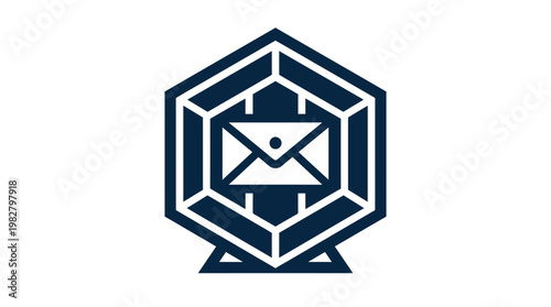 Icon of Email Envelope Inside Abstract Geometric Hexagon Illustrating Communication