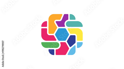 Colorful Abstract Icon Representing Modern Digital Technology in Vector Style