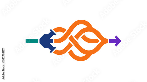 Vector Icon of Intertwined Network Connections in Modern Flat Style