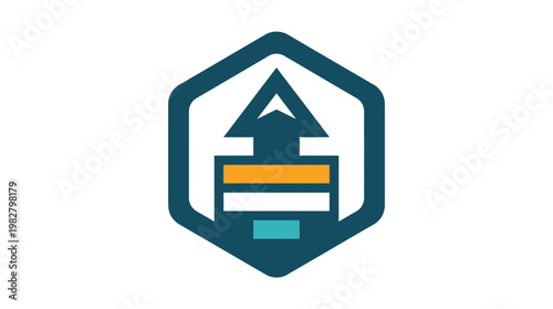 Icon Of Upward Arrow Inside Hexagon Symbolizing Growth and Progress in Flat Design Style
