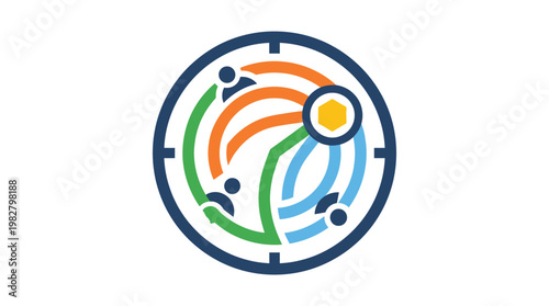 Colorful Circular Technology Icon Representing Connectivity and Innovation