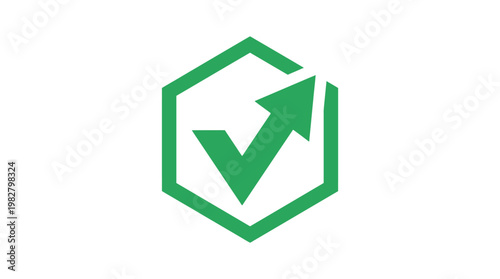 Icon of Checkmark Inside Hexagon for Verification and Security in Digital Design