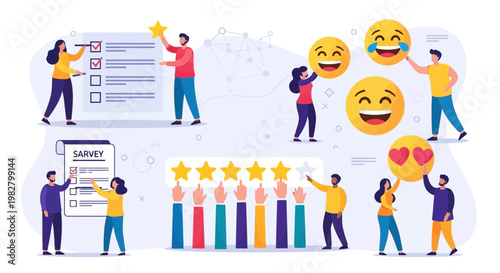 Customer Feedback Survey and Satisfaction Ratings with Emojis and Stars